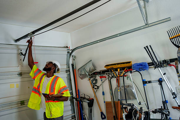 Professional Garage Door Panel Replacement technician working in Hamilton Square, NJ